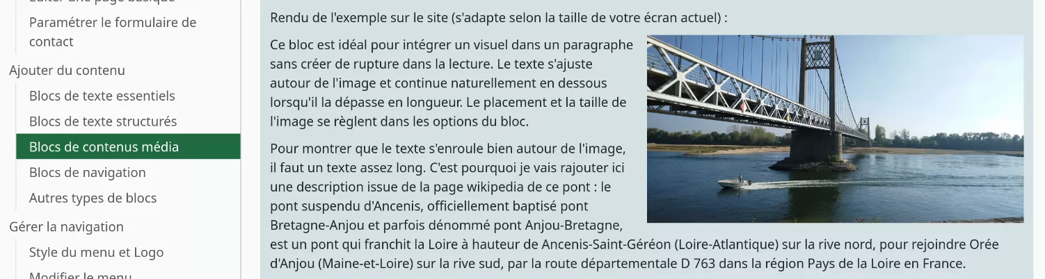 Exemple de rendu d'une d'image flottante avec texte sur le site au format ordinateur