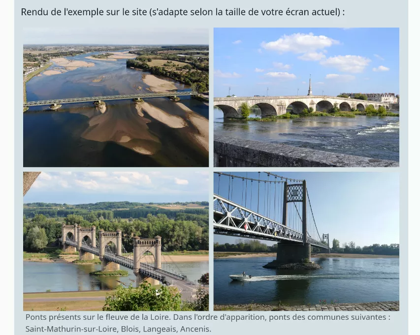 Exemple de rendu d'une gallerie d'images sur le site au format tablette