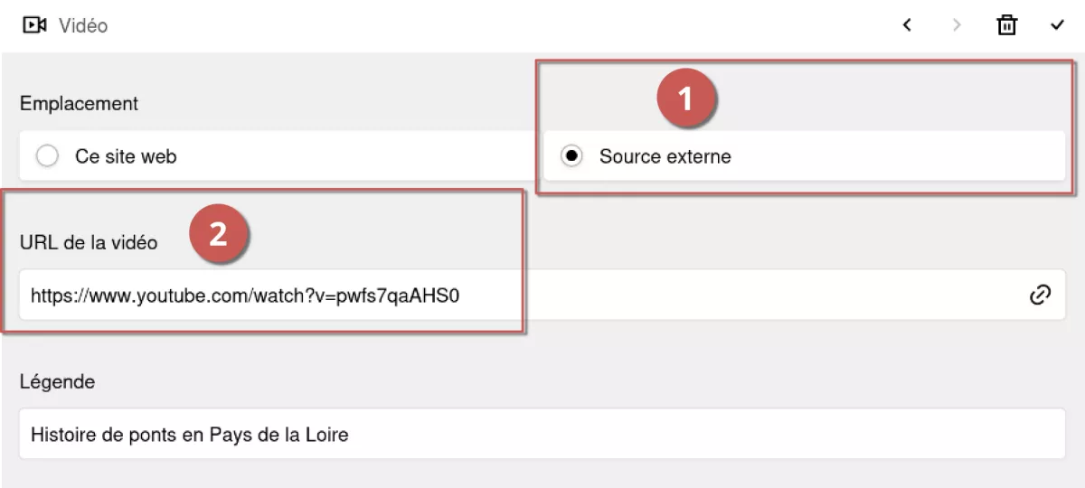 Ajout d'une vidéo youtube dans l'espace d'administration, annoté